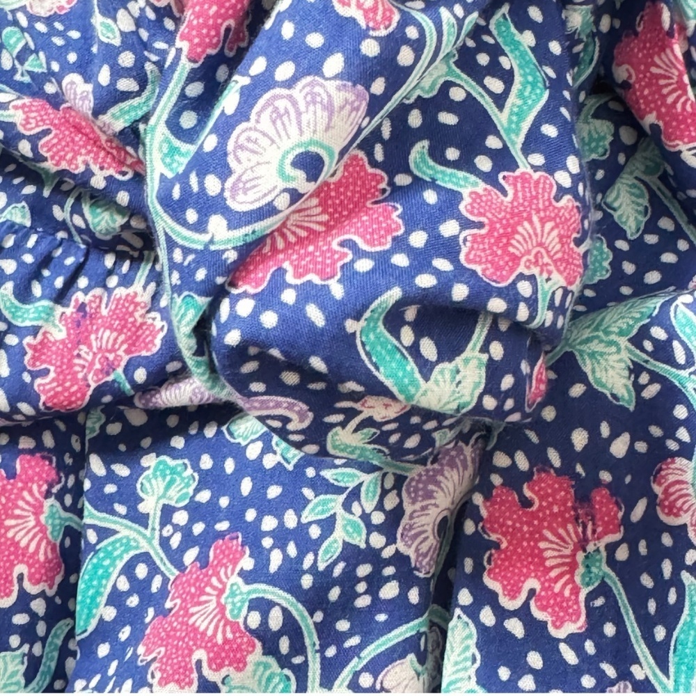Poupette St Barth Della Maxi Dress Belted Blue Pink Ruffle Sleeve Tiered Skirt - Picture 8 of 16
